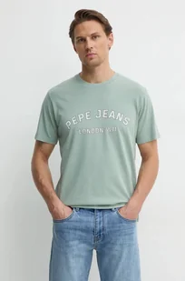 Pepe Jeans t-shirt bawełniany ALDRIDGE męski kolor zielony z nadrukiem PM509628 - Koszulki męskie - miniaturka - grafika 1
