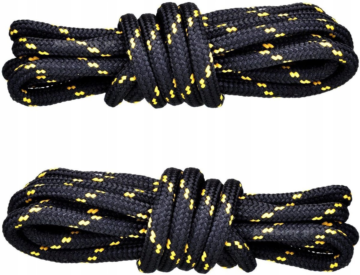 CZARNO-ŻÓŁTE Sznurówki TREKKINGOWE 200 cm Okrągłe 5 mm SZNUROWADŁA HQ G9-68