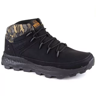 Buty sportowe męskie - Skórzane buty męskie za kostkę trekkingowe czarne Bustagrip 0941 Army - grafika 1