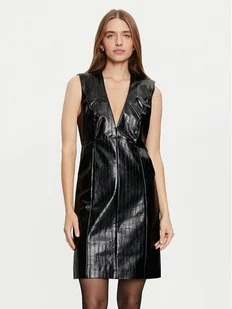 Sisley Sukienka z imitacji skóry 4S6DLV06O Czarny Slim Fit - Sukienki - miniaturka - grafika 1