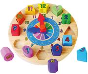 Sortery dla dzieci - VIGA Drewniany zegar edukacyjny z sorterem kształtów 59235 - miniaturka - grafika 1