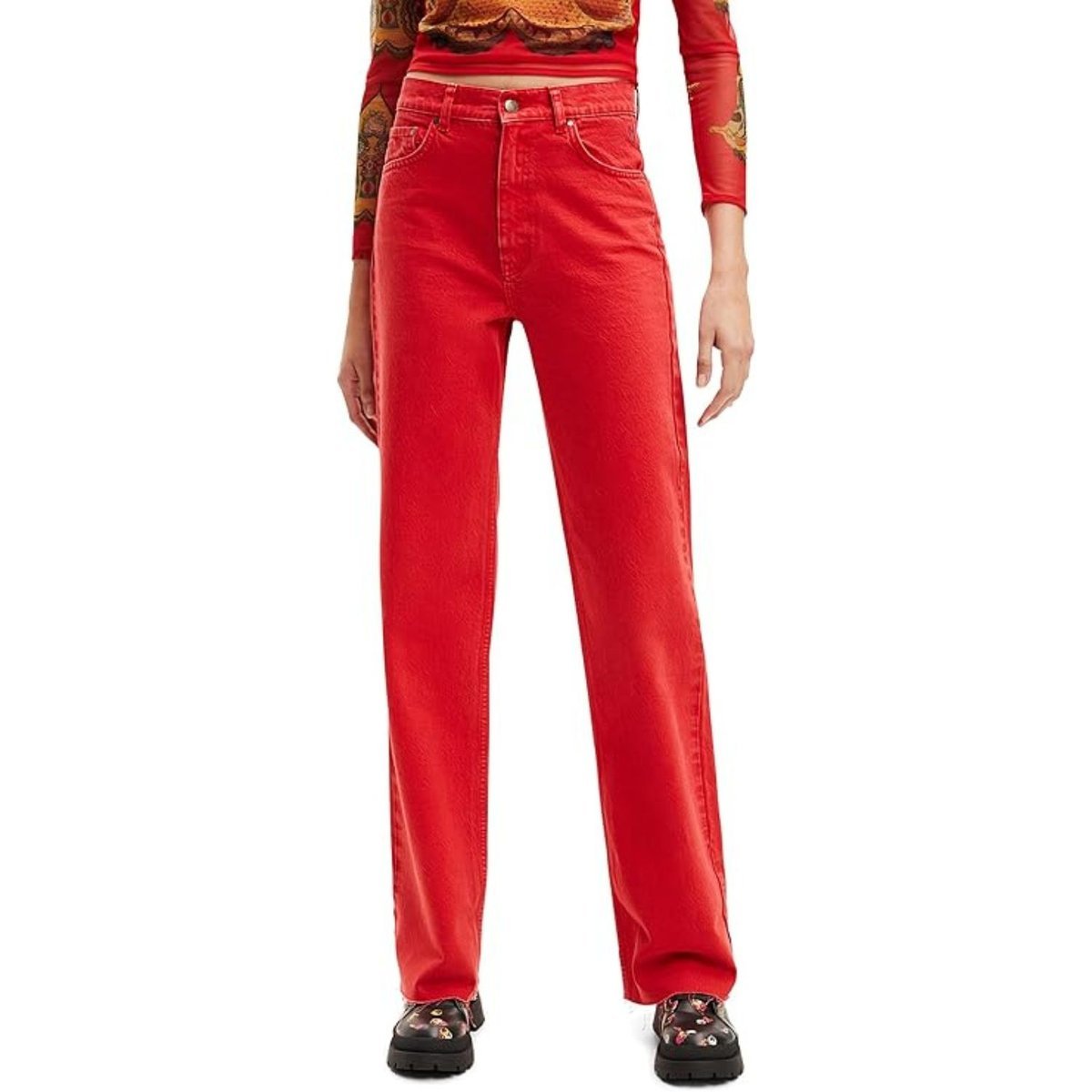 Spodnie damskie Desigual Denim Lliusa szerokie-XXL