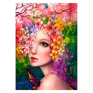 Mozaika diamentowa, haft 30x40 Kobieta w kwaiatach Flamingo line - Zabawki kreatywne - miniaturka - grafika 1