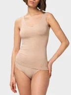 Koszulki i topy damskie - Triumph Top Smart Natural 10213349 Beżowy Slim Fit - miniaturka - grafika 1