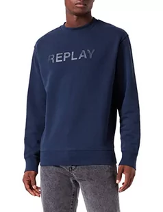 Replay Bluza męska M6266, 085 niebieska, XS - Bluzy męskie - miniaturka - grafika 1