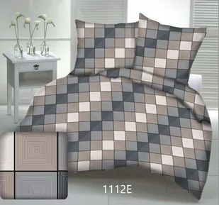 Pościel z kory 160x200 kostka kratka geometria 3D-1112E - Pościel - miniaturka - grafika 1