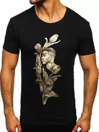Koszulki męskie - Czarny T-shirt męski z nadrukiem Denley Y70052 - miniaturka - grafika 1