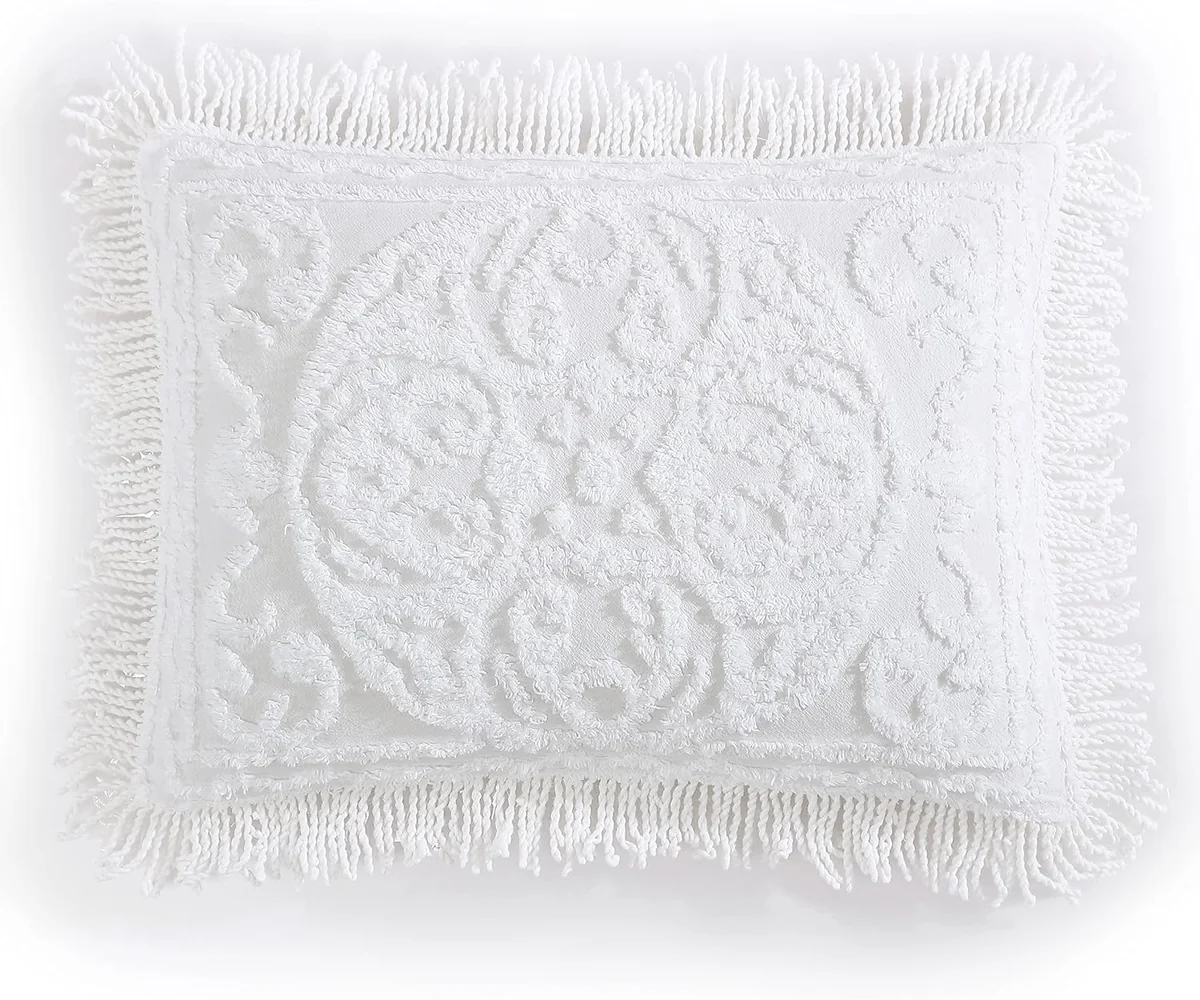 Poszewka na poduszkę king size biała 50x91 cm z szenilu