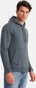 Ombre Bawełniana bluza męska dresowa kangurka z kapturem BASIC grafitowa V11 OM-SSBN-0161 XL - Bluzy męskie - miniaturka - grafika 1