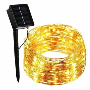 Łańcuch świetlny 22m 200LED, girlanda solarna ogrodowa, drucik miedziany - Lampy ogrodowe - miniaturka - grafika 1