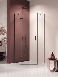 Kabina prysznicowa pięciokątna lewa drzwi uchylne kolor czarny mat 80x80 cm K-3785 New Trendy Nesta Black - Kabiny prysznicowe - miniaturka - grafika 1