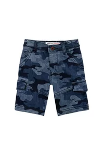 Spodnie i spodenki dla chłopców - Granatowe szorty typu bojówki dla chłopca w moro - grafika 1