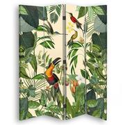 Parawany - Parawan pokojowy FEEBY, Ptaki w tropikalnym lesie 4, Obrotowy 145x170cm 4-częściowy - miniaturka - grafika 1