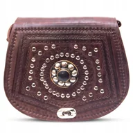 Torebki damskie - Torebka Damska Listonoszka Na Ramię Skórzana Orientalna Etniczna Z Maroko - miniaturka - grafika 1