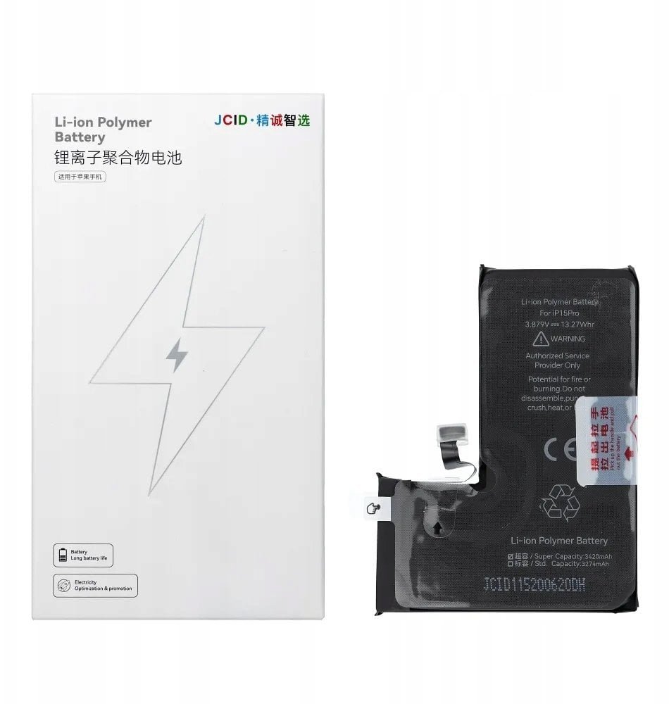 JCID Bateria do iPhone 15 Pro 3430 mAh zwiększona pojemność
