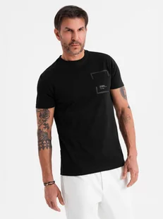 Bawełniany męski t-shirt z nadrukiem na kieszonce czarny V1 OM-TSPT-0154 XL - Koszulki męskie - miniaturka - grafika 1