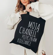 Torby i wózki na zakupy - czarna torba EKO z nadrukiem - miniaturka - grafika 1