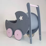 Wózki dla lalek - WÓZEK DLA LALEK budka szara z wyciętą gwiazdką - miniaturka - grafika 1