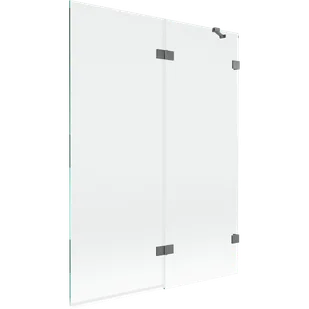 Mexen Lunar parawan nawannowy 2-skrzydłowy prawy 130 x 150 cm, transparent, gun metal - 897-130-100-95-00-P - Parawany nawannowe - miniaturka - grafika 1