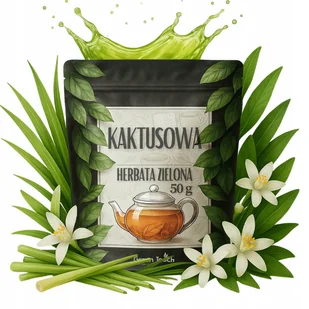 Herbata zielona KAKTUSOWA 50 g Z TRAWĄ CYTRYNOWĄ I KWIATEM POMARAŃCZY - Herbata - miniaturka - grafika 1