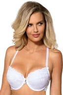Biustonosze - Biustonosz Zapinany z Przodu Push Up Koronkowy Szyty w Polsce Biały 70C - miniaturka - grafika 1