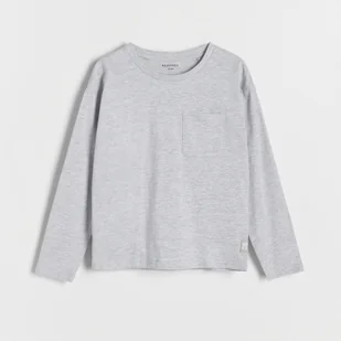 Reserved - Koszulka longsleeve z kieszenią - jasnoszary - Bluzki dla chłopców - miniaturka - grafika 1