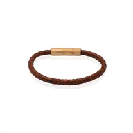 Bransolety męskie - Bransoletka skórzana brązowa EM 42 - EM Men's Accessories - miniaturka - grafika 1