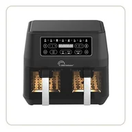 Frytkownice - LITTLE BALANCE 8765 Crousty Light Duo, Frytkownica bezolejowa, Air Fryer, 2 szuflady, nieprzywierająca, bez PFAS, 8 predefiniowanych programów, 7,6 litra dla 6 osób, 2460 W, czarna - miniaturka - grafika 1