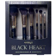 Pędzle do makijażu - KillyS Black Heart zestaw pędzli do makijażu 6szt. - miniaturka - grafika 1