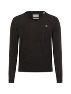 Swetry męskie - Gant Męski sweter z dzianiny Mężczyźni czarny jednolity, S - miniaturka - grafika 1