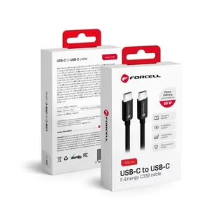 Forcell Kabel C338 USB-C do USB-C, 60W, PD, QC4.0, 3 m, czarny - Kable USB - miniaturka - grafika 1