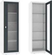 Meble i wyposażenie gabinetów medycznych - NSML.101.9010.7016 szafa lekarska 1-skrzydłowa 1-komorowa biało-antracytowa - miniaturka - grafika 1