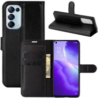 Etui i futerały do telefonów - Litchi Oppo Reno 5 Czarny - miniaturka - grafika 1