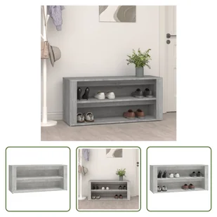The Living Store Stojak na buty betonowy szary 100x35x45 cm materiał drewnopochodny - Szafki na buty - miniaturka - grafika 1