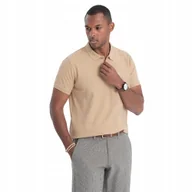 Koszulki męskie - Koszulka męska polo klasyczna bawełniana beżowa Ombre V24 S1374 XL - miniaturka - grafika 1