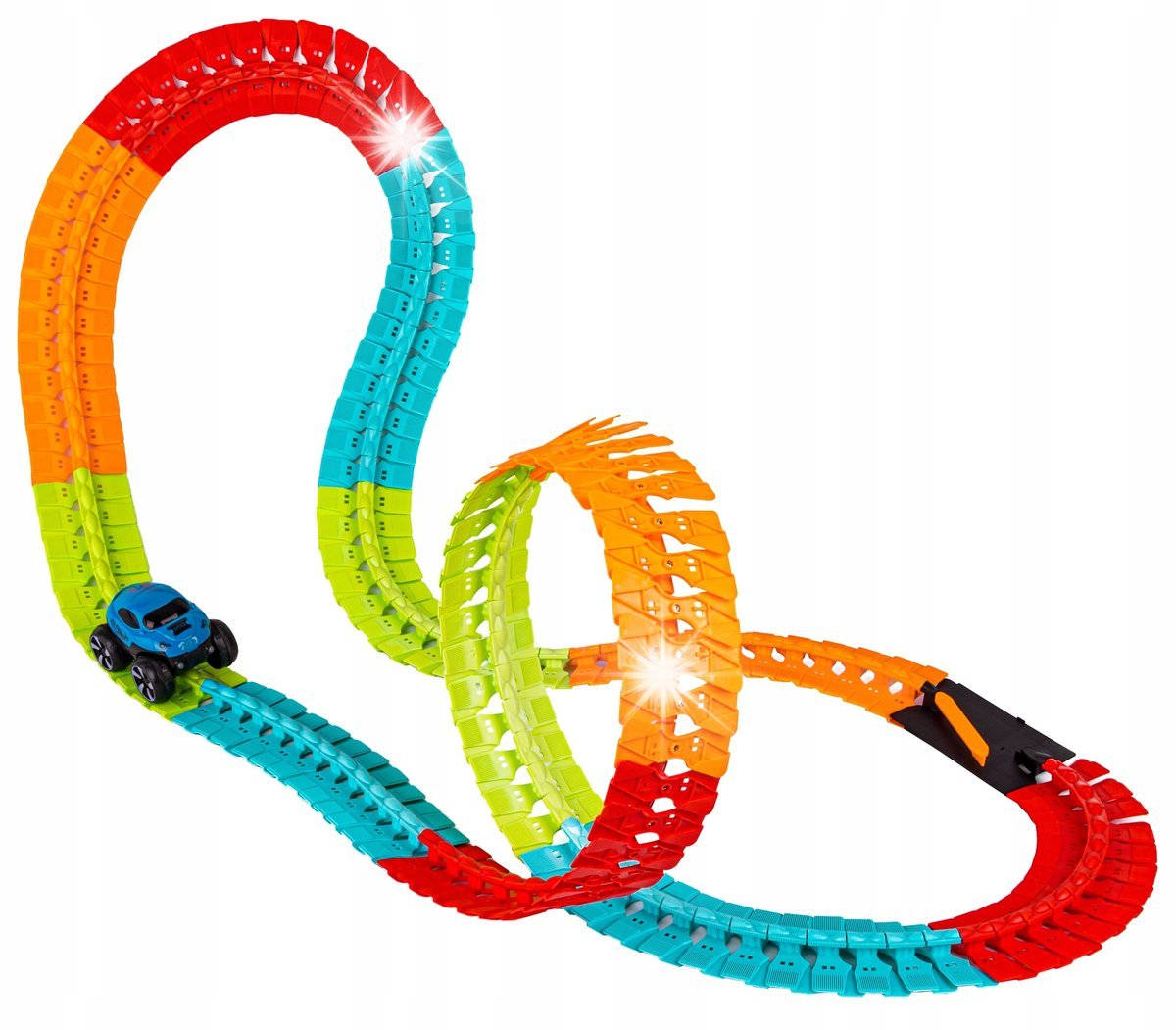 ELASTYCZNY TOR WYŚCIGOWY CHANGEABLE TRACK DŁUGI AUTKO LED 195 EL 480CM