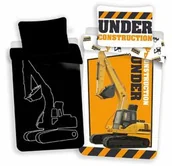 Pościel dla dzieci - Jerry Fabrics Pościel świecąca w ciemności 140x200 Koparka żółta 6625 budowa Under Construction bawełniana poszewka 70x90 młodzieżowa excavator Dredger glowing - miniaturka - grafika 1