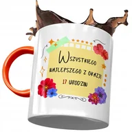 Kubki - Kubek Pomarańczowy na Urodziny 17 17ste 17-ste z Nadrukiem ze Zdjęciem+ Opakowanie na prezent (wzór 01) - miniaturka - grafika 1