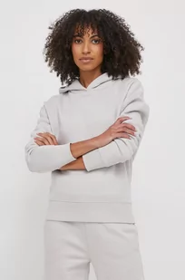 Calvin Klein bluza damska kolor szary z kapturem gładka - Bluzy damskie - miniaturka - grafika 1