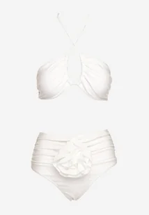 Białe Bikini 2-Częściowe Stanik Wiązany na Szyi Figi z Podwyższonym Stanem Tegelia - Stroje kąpielowe - miniaturka - grafika 1