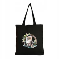 Torby i wózki na zakupy - Eko Torba na ramię Na Zakupy Shopper Torebka Kot kotek akwarela kwiaty 3 - miniaturka - grafika 1