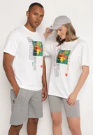 Koszulki męskie - Biała Koszulka T-shirt z Bawełny z Ozdobnym Nadrukiem Savenelle - miniaturka - grafika 1