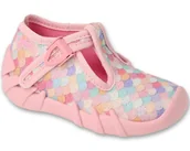 Buty dla dziewczynek - Kapcie dziewczęce domowe do przedszkola na zapinki różowe Befado 110P501-22 - miniaturka - grafika 1