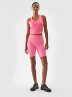 Spodnie sportowe damskie - Damskie legginsy krótkie treningowe 4F 4FWAW24TFSTF012  - różowe - miniaturka - grafika 1