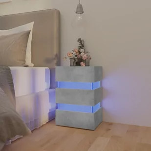 shumee shumee Szafka nocna z LED szarość betonu 45x35x67 cm płyta wiórowa - Szafki nocne - miniaturka - grafika 1