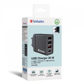 Ładowarki do telefonów - Verbatim Zasilacz / sieciowy adapter 30W, 4-portowy, 1x USB-C, 3x USB-A - miniaturka - grafika 1