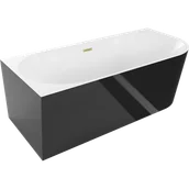 Wanny - Mexen Mia wanna wolnostojąca narożna lewa 160 x 80 cm, biała/czarna, przelew złoty szczotkowany - 52691608075L-55 - miniaturka - grafika 1