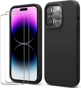 zestaw ochronny 2 w 1 dla Apple iPhone 13 składa się z 2x szklanej osłony ekranu 9H i 1x silikonowego etui w kolorze czarnym - Etui i futerały do telefonów - miniaturka - grafika 1