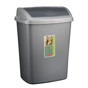 Kosz uchylny DOMINIK 10 l srebrno-grafitowy - Kosze na śmieci - miniaturka - grafika 1