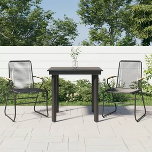 3-częściowy zestaw mebli ogrodowych, czarny, rattan PVC vidaXL - Meble ogrodowe - miniaturka - grafika 1